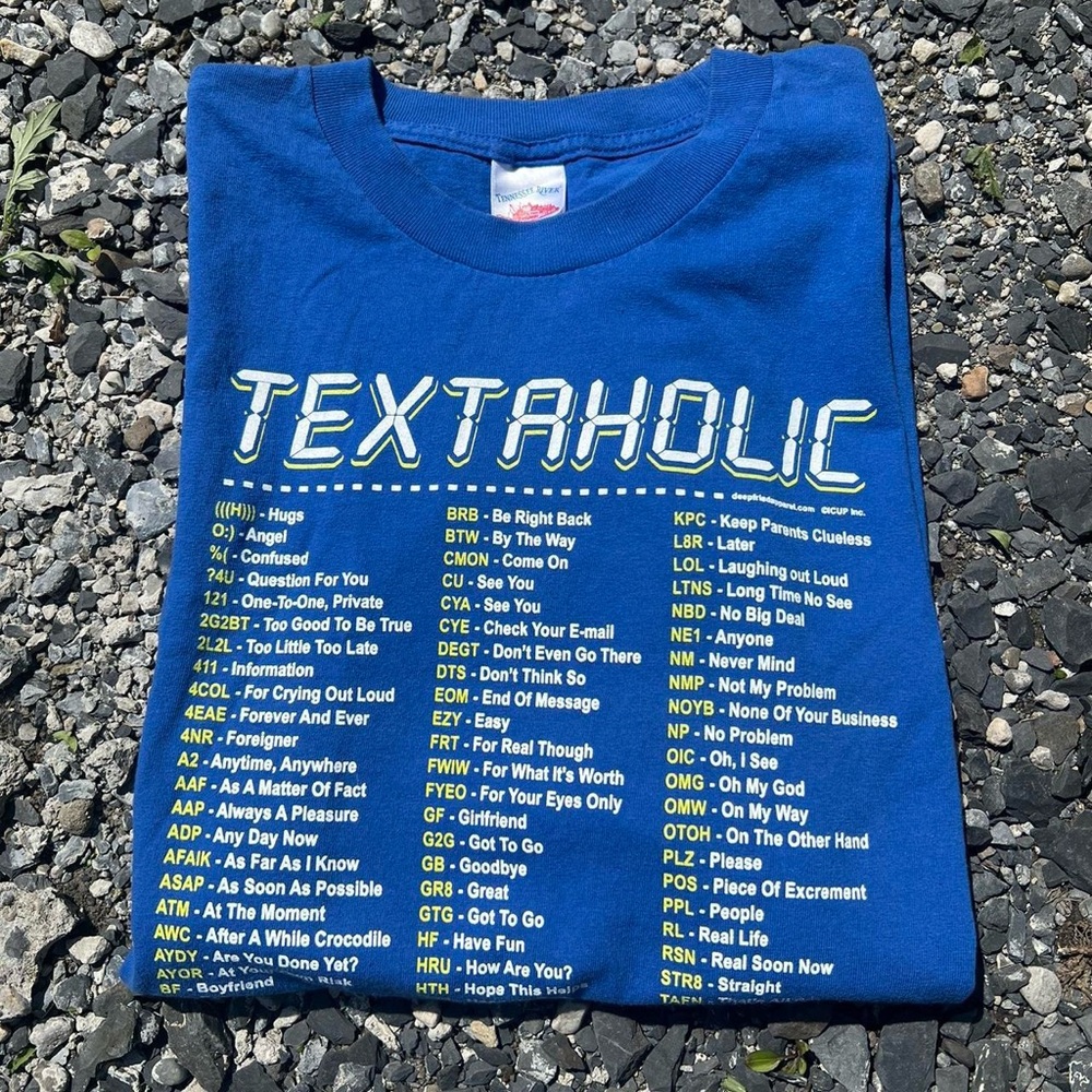 Y2K Textaholic T Shirt Tennessee River Tag